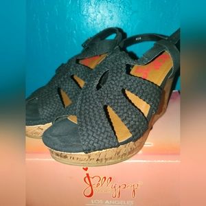 Jelly Pop wedges, Size 6.5 Black